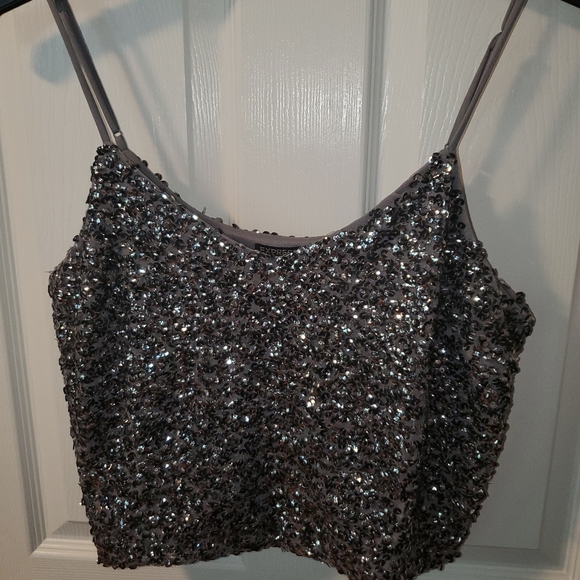Express sequined tank. Size large and worn once. - Picture 2 of 4